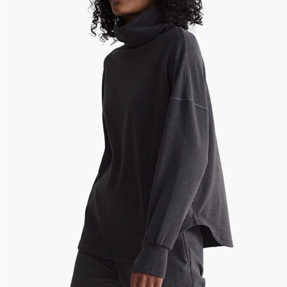 Varley Gray Reiner Roll Neck Jumper- Brushed Rib